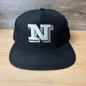 Vintage N Hat Cap Snap Back Black Letter N Baseball Nissin Adjustable